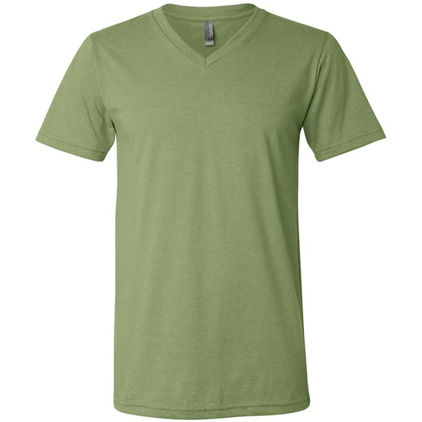 HEATHER GREEN Canvas Unisex Jersey Short-Sleeve V-Neck T-Shirt Bella 